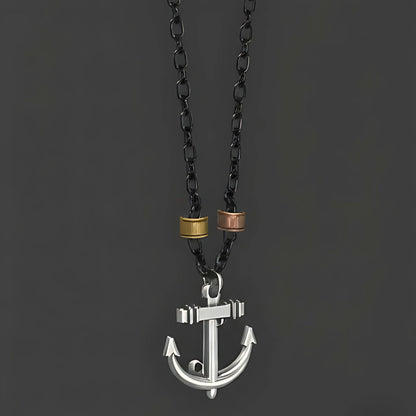 THE MEN THING SS Pendant/ Necklace AQUA ANCHOR - Pure Titanium Steel Pendant with 27inch Chain for Men & Boys