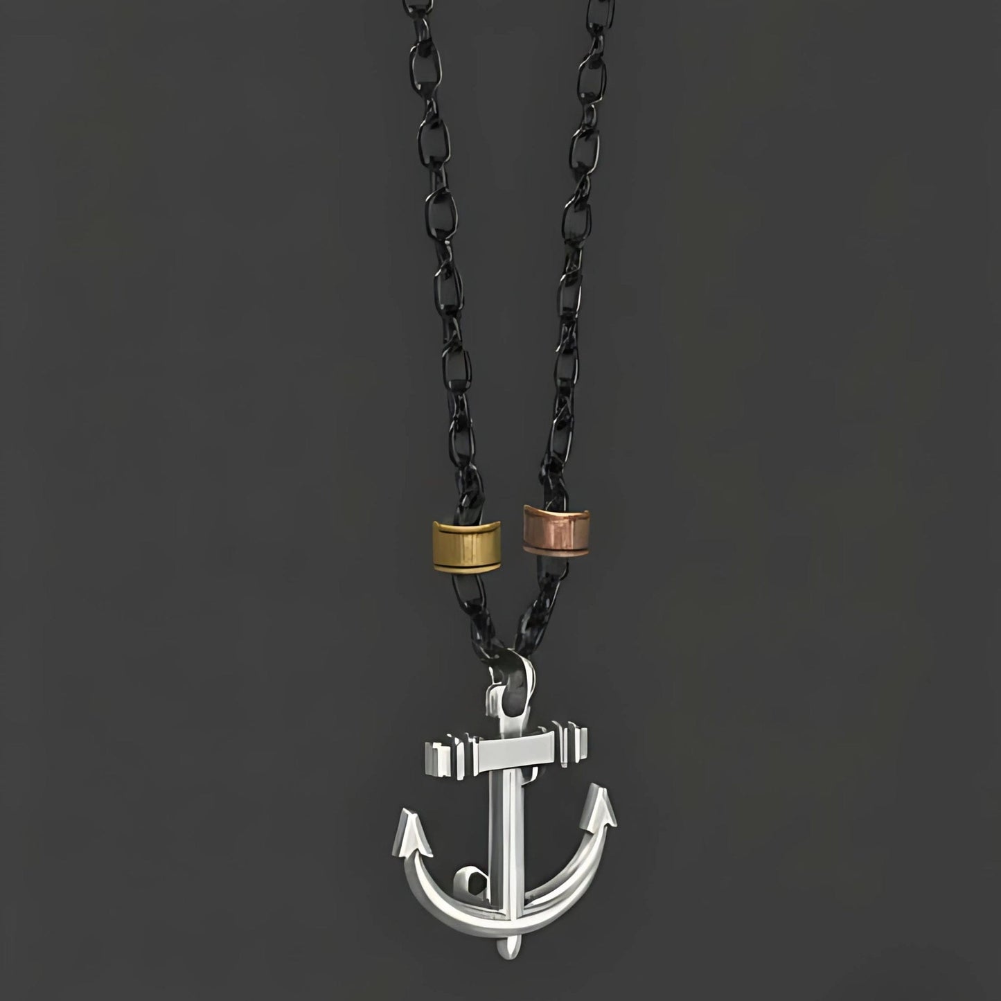 THE MEN THING SS Pendant/ Necklace AQUA ANCHOR - Pure Titanium Steel Pendant with 27inch Chain for Men & Boys