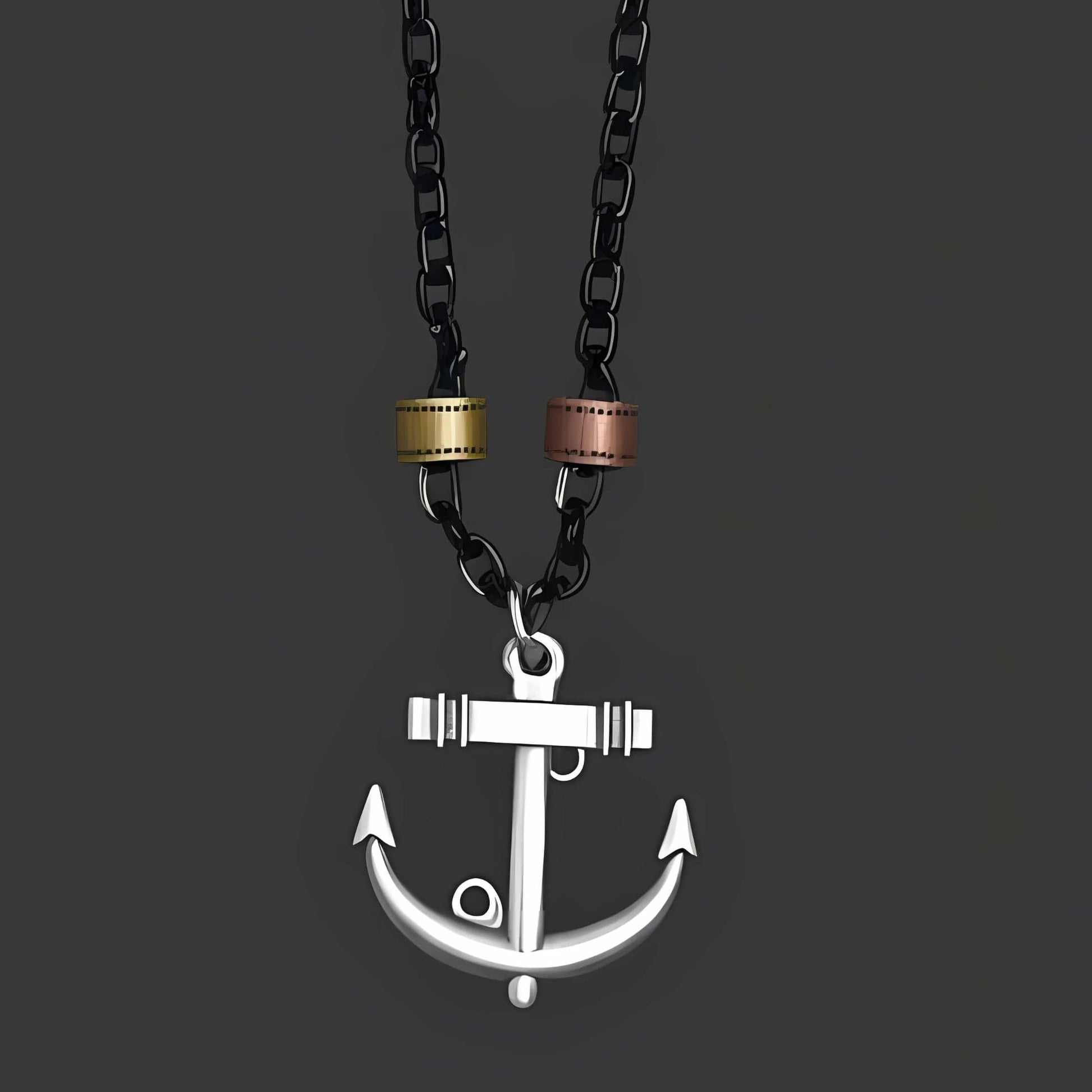 THE MEN THING SS Pendant/ Necklace AQUA ANCHOR - Pure Titanium Steel Pendant with 27inch Chain for Men & Boys