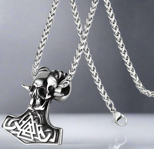 THE MEN THING SS Pendant/ Necklace BAPHOMET - Pure 316L Stainless Steel Vintage Viking Pendant with with 29 inch Chain for Men & Boys