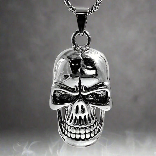 THE MEN THING SS Pendant/ Necklace BIG SKULL -  Alloy Pendant with Pure Stainless Steel 24inch Round Box Chain, American trending Style for Men & Boy