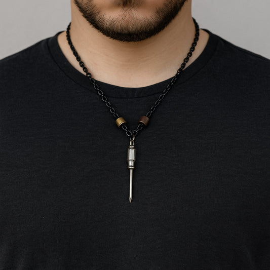 THE MEN THING SS Pendant/ Necklace BITBOLT CORE - Pure Titanium Steel Pendant with 23inch Chain for Men & Boys