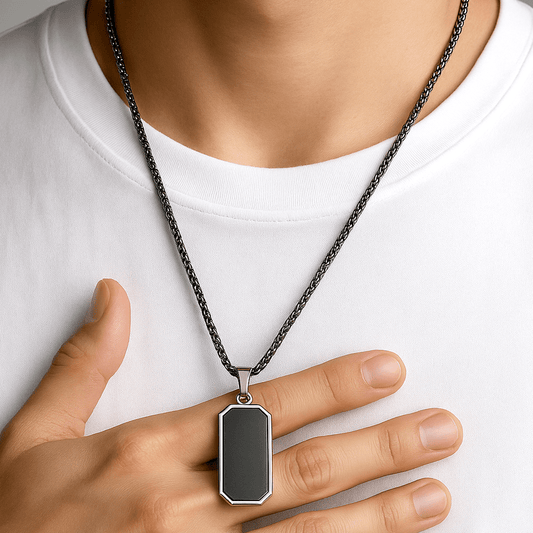 THE MEN THING SS Pendant/ Necklace BLACK HAWK CREST - Pure Stainless Steel 24inch Round box Chain for Men, European trending Style for Men & Boy