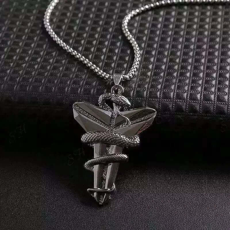 THE MEN THING SS Pendant/ Necklace BLACK MAMBA - Alloy Pendant with Pure Stainless Steel 24inch Round box Chain, European trending Style for Men & Boy