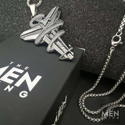 THE MEN THING SS Pendant/ Necklace BLACK MAMBA - Pure Titanium Steel Black Mamba Pendant with 24inch Round Box Black Chain for Men & Boys