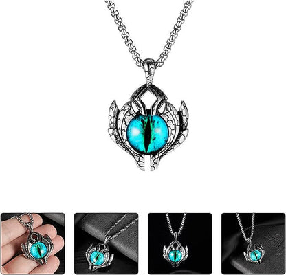 THE MEN THING SS Pendant/ Necklace BLUE EYE PROTECT (A) -  Alloy Pendant with Pure Stainless Steel Round Box Chain, European trending Style for Men & Boy (24 inch)