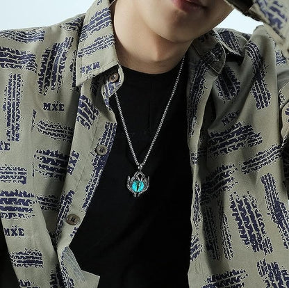 THE MEN THING SS Pendant/ Necklace BLUE EYE PROTECT (A) -  Alloy Pendant with Pure Stainless Steel Round Box Chain, European trending Style for Men & Boy (24 inch)