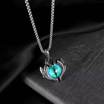 THE MEN THING SS Pendant/ Necklace BLUE EYE PROTECT (A) -  Alloy Pendant with Pure Stainless Steel Round Box Chain, European trending Style for Men & Boy (24 inch)