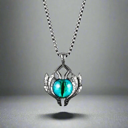 THE MEN THING SS Pendant/ Necklace BLUE EYE PROTECT (A) -  Alloy Pendant with Pure Stainless Steel Round Box Chain, European trending Style for Men & Boy (24 inch)