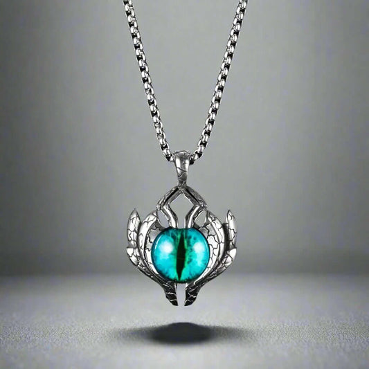 THE MEN THING SS Pendant/ Necklace BLUE EYE PROTECT (A) -  Alloy Pendant with Pure Stainless Steel Round Box Chain, European trending Style for Men & Boy (24 inch)