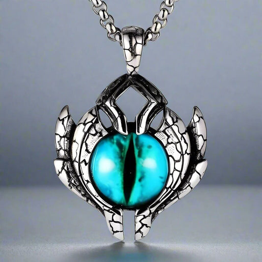 THE MEN THING SS Pendant/ Necklace BLUE EYE PROTECT (T) - Pure Titanium Steel Pendant with Round Box Chain for Men & Boys  (24 inch)