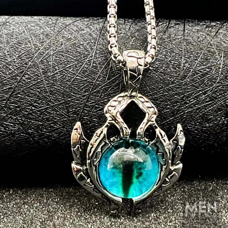 THE MEN THING SS Pendant/ Necklace BLUE EYE PROTECT (T) - Pure Titanium Steel Pendant with Round Box Chain for Men & Boys  (24 inch)