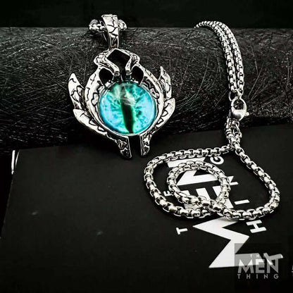 THE MEN THING SS Pendant/ Necklace BLUE EYE PROTECT (T) - Pure Titanium Steel Pendant with Round Box Chain for Men & Boys  (24 inch)