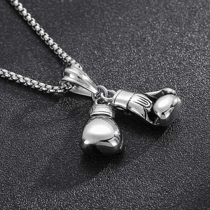THE MEN THING SS Pendant/ Necklace BOXING GLOVES - Pure Titanium Steel Pendant with Stainless Steel 24inch Round Box Chain, European trending Style for Men & Boy