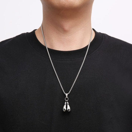 THE MEN THING SS Pendant/ Necklace BOXING GLOVES - Pure Titanium Steel Pendant with Stainless Steel 24inch Round Box Chain, European trending Style for Men & Boy