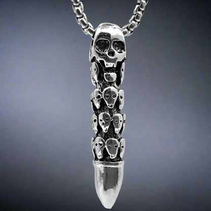 THE MEN THING SS Pendant/ Necklace BULLET OF DOOM -  Alloy Pendant with Stainless Steel 24inch Round Box Chain, European trending Style for Men & Boy