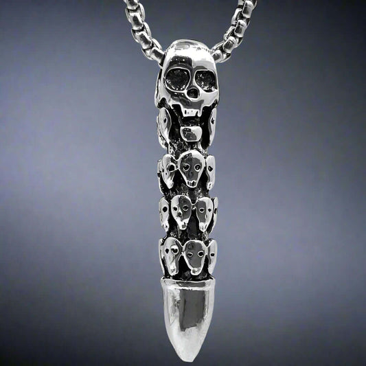 THE MEN THING SS Pendant/ Necklace BULLET OF DOOM -  Alloy Pendant with Stainless Steel 24inch Round Box Chain, European trending Style for Men & Boy