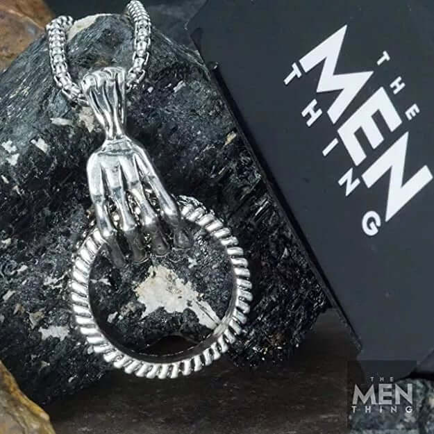 THE MEN THING SS Pendant/ Necklace CLAW HAND -  Alloy Pendant with Stainless Steel 24inch Round Box Chain, European trending Style for Men & Boys