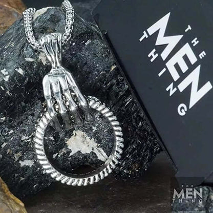 THE MEN THING SS Pendant/ Necklace CLAW HAND -  Alloy Pendant with Stainless Steel 24inch Round Box Chain, European trending Style for Men & Boys