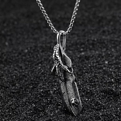 THE MEN THING SS Pendant/ Necklace CLAW LEAF - Alloy Pendant with Pure Stainless Steel 24inch Round Box Chain for Men, European trending Style