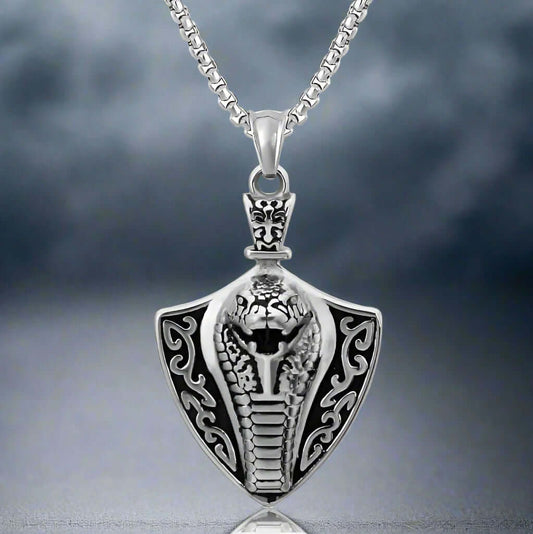 The Men Thing SS Pendant/ Necklace COBRA THE KING - Alloy Pendant with Stainless Steel 24inch Round Box Chain, European trending Style for Men & Boy