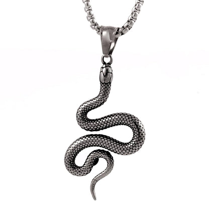 THE MEN THING SS Pendant/ Necklace CRAWLING SNAKE - Pure Titanium Steel Pendant with 24inch Round Box Chain for Men & Boys