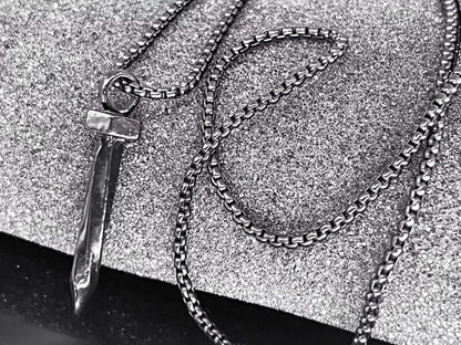 THE MEN THING SS Pendant/ Necklace DARKNAIL -  Alloy Pendant with  Pure Stainless Steel 24inch Chain for Men, European trending Style - Round Box Silver Chain for Men & Boy