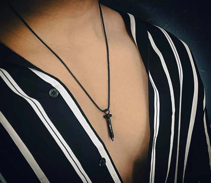 THE MEN THING SS Pendant/ Necklace DARKNAIL -  Alloy Pendant with  Pure Stainless Steel 24inch Chain for Men, European trending Style - Round Box Silver Chain for Men & Boy