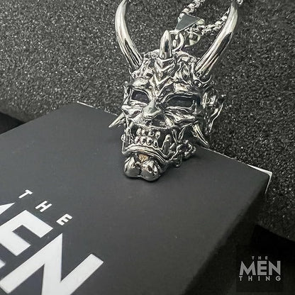 THE MEN THING SS Pendant/ Necklace DEAMON MASK - Pure Titanium Steel Pendant with 24inch Round Box Chain for Men & Boys