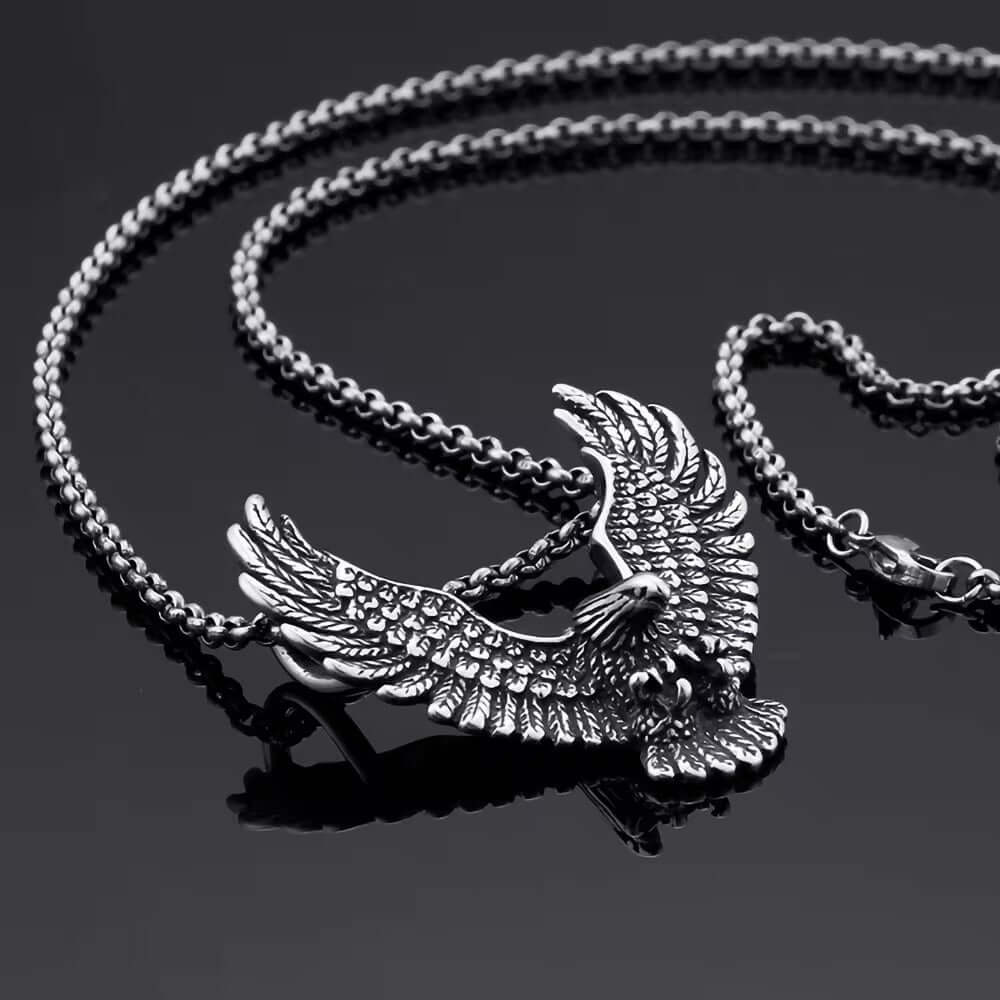 THE MEN THING SS Pendant/ Necklace EAGLE CATCH (T) - Pure Titanium Steel Pendant with Stainless Steel 24inch Round Box Chain, European trending Style for Men & Boy