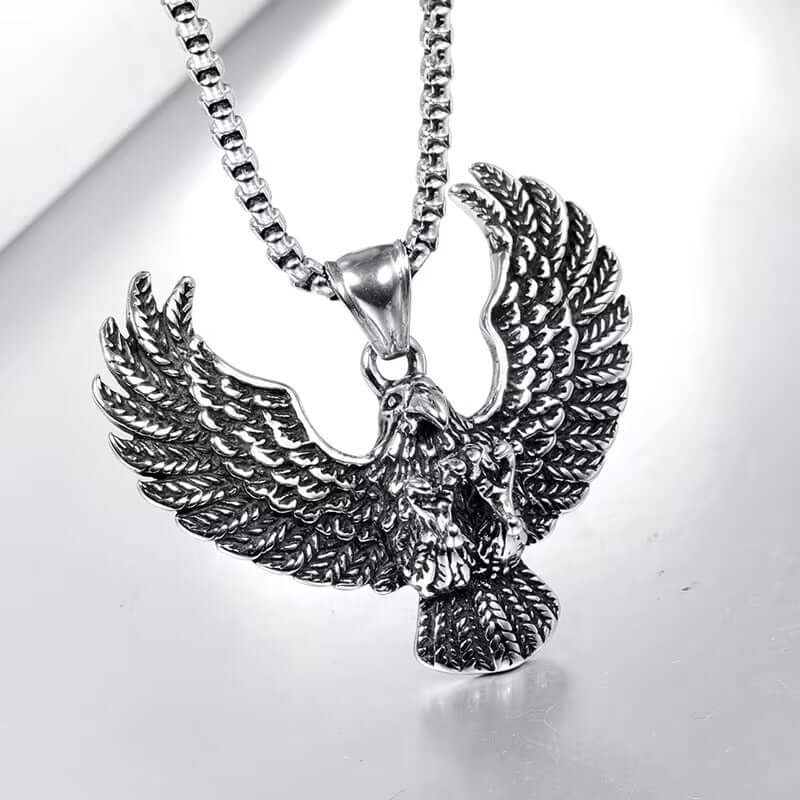 THE MEN THING SS Pendant/ Necklace EAGLE CATCH (T) - Pure Titanium Steel Pendant with Stainless Steel 24inch Round Box Chain, European trending Style for Men & Boy