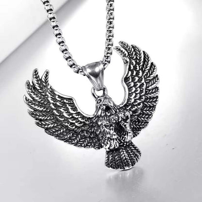 THE MEN THING SS Pendant/ Necklace EAGLE CATCH (T) - Pure Titanium Steel Pendant with Stainless Steel 24inch Round Box Chain, European trending Style for Men & Boy
