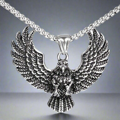 THE MEN THING SS Pendant/ Necklace EAGLE CATCH (T) - Pure Titanium Steel Pendant with Stainless Steel 24inch Round Box Chain, European trending Style for Men & Boy
