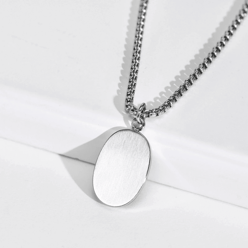 THE MEN THING SS Pendant/ Necklace ECLIPSE BLACK - Pure Titanium Steel Pendant with 24inch Round Box Chain for Men & Boys