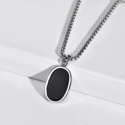 THE MEN THING SS Pendant/ Necklace ECLIPSE BLACK - Pure Titanium Steel Pendant with 24inch Round Box Chain for Men & Boys