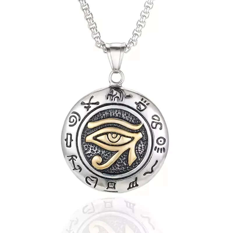 THE MEN THING SS Pendant/ Necklace EYE OF HORUS - Pure Titanium Steel Pendant with 24inch Round Box Chain for Men & Boys