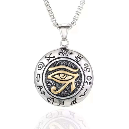 THE MEN THING SS Pendant/ Necklace EYE OF HORUS - Pure Titanium Steel Pendant with 24inch Round Box Chain for Men & Boys