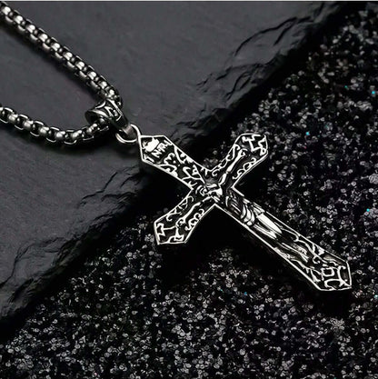 THE MEN THING SS Pendant/ Necklace FAITHCROSS (T) - Pure Titanium Steel Pendant with Stainless Steel 24inch Round Box Chain, European trending Style for Men & Boy