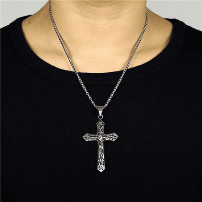 THE MEN THING SS Pendant/ Necklace FAITHCROSS (T) - Pure Titanium Steel Pendant with Stainless Steel 24inch Round Box Chain, European trending Style for Men & Boy