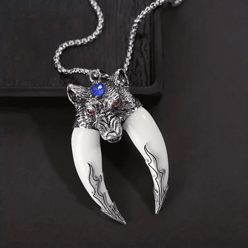 THE MEN THING SS Pendant/ Necklace FENRIR WHITE - Pure Titanium Steel Pendant with 24inch Round Box Chain for Men & Boys