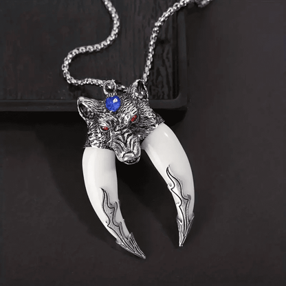THE MEN THING SS Pendant/ Necklace FENRIR WHITE - Pure Titanium Steel Pendant with 24inch Round Box Chain for Men & Boys