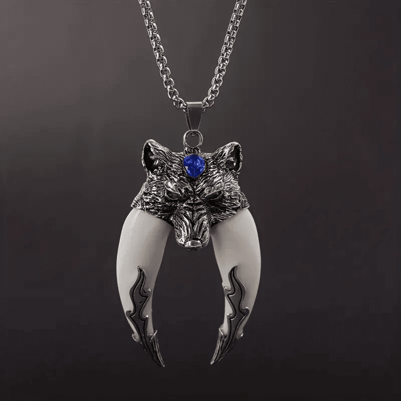 THE MEN THING SS Pendant/ Necklace FENRIR WHITE - Pure Titanium Steel Pendant with 24inch Round Box Chain for Men & Boys