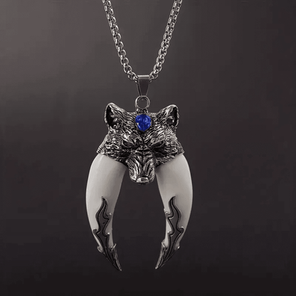THE MEN THING SS Pendant/ Necklace FENRIR WHITE - Pure Titanium Steel Pendant with 24inch Round Box Chain for Men & Boys