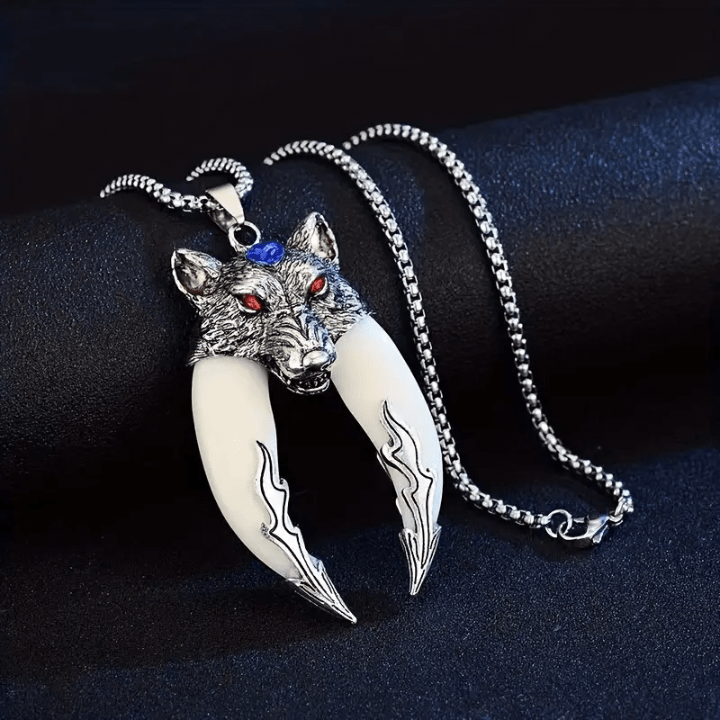 THE MEN THING SS Pendant/ Necklace FENRIR WHITE - Pure Titanium Steel Pendant with 24inch Round Box Chain for Men & Boys