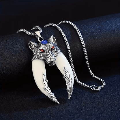 THE MEN THING SS Pendant/ Necklace FENRIR WHITE - Pure Titanium Steel Pendant with 24inch Round Box Chain for Men & Boys