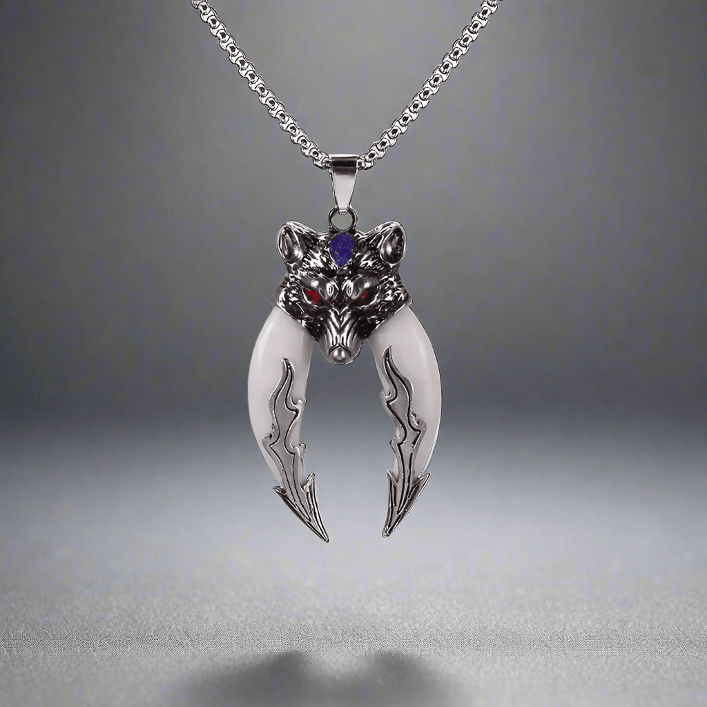 THE MEN THING SS Pendant/ Necklace FENRIR WHITE - Pure Titanium Steel Pendant with 24inch Round Box Chain for Men & Boys