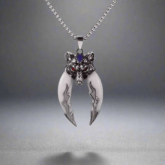 THE MEN THING SS Pendant/ Necklace FENRIR WHITE - Pure Titanium Steel Pendant with 24inch Round Box Chain for Men & Boys