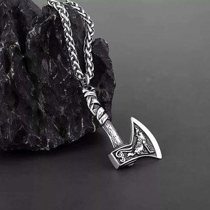 THE MEN THING SS Pendant/ Necklace FOXY AXE -  Alloy Pendant with Stainless Steel 24inch Round Box Chain, American trending Style for Men & Boy
