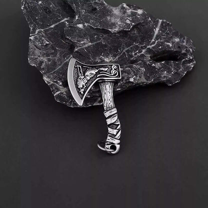 THE MEN THING SS Pendant/ Necklace FOXY AXE -  Alloy Pendant with Stainless Steel 24inch Round Box Chain, American trending Style for Men & Boy