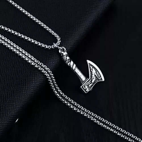 THE MEN THING SS Pendant/ Necklace FOXY AXE -  Alloy Pendant with Stainless Steel 24inch Round Box Chain, American trending Style for Men & Boy